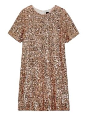 Reitmans Rose Gold Sequin Short Sleeve Dress Size M